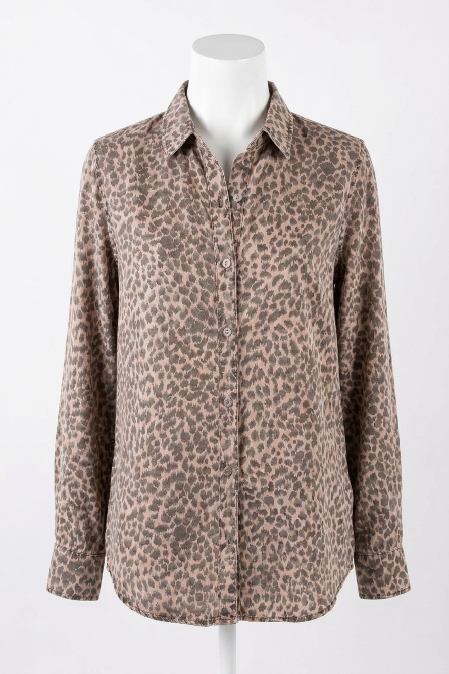NEW MONROW leopard long sleeve shirt in latte